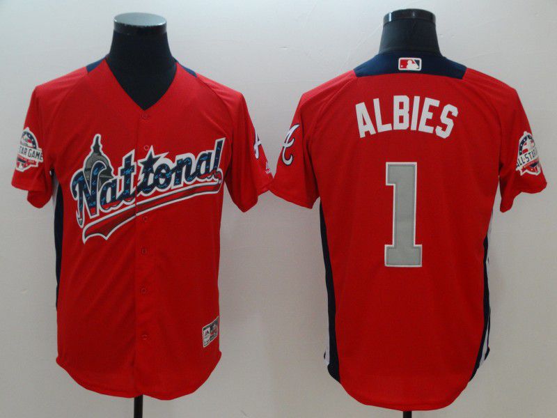 Men Atlanta Braves #1 Albies Orange All star MLB Jerseys
